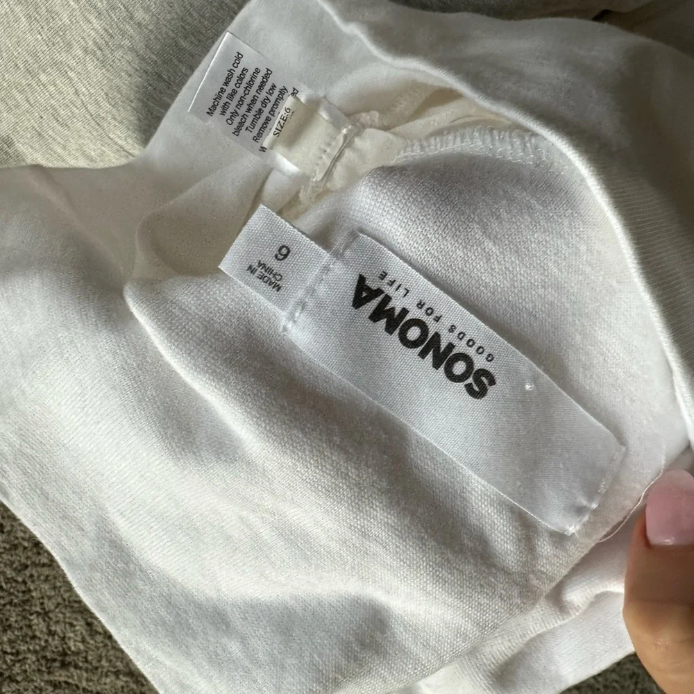Maternity white Linen wide leg pants size 6 fold over waistband Beach Summer - Picture 3 of 6